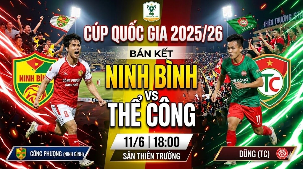 Soi kèo trận đấu giữa Ninh Bình vs Thể Công ngày 11/6 tại Cúp Quốc gia 2025/26